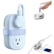 7-in-1 Travel Charging Station Purple 4 Outlets 3 USB