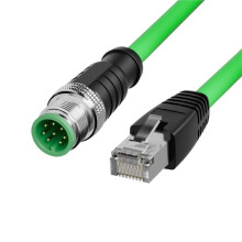 M12 to RJ45 Cable for Ethercat/Profinet Iiot 8Pin to RJ45 IP67 Waterproof STP Shielded of RJ45 2M