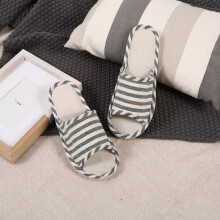 Pantuflas de lino para parejas, transpirables, antideslizantes, color negro.