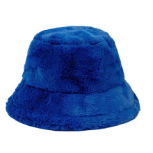 Cappello da donna a secchiello in pelliccia sintetica, blu royal, 1 pezzo