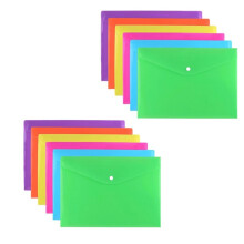A4 PP Envelopes with Snap Closure, 12-Pack Small Waterproof Folders for Receipts, Stickers, Planners & Photos