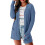 Women's solid color loose knit cardigan blue XXL 1