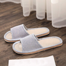 Pantuflas de lino para parejas, azul marino, talla 37