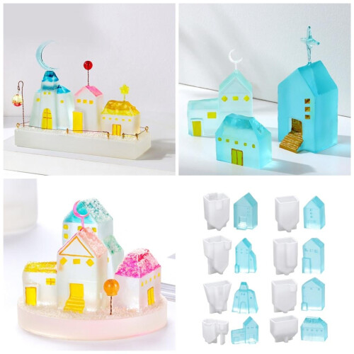 Silikonformen-Set für Miniaturhäuser, 8-teilig 1