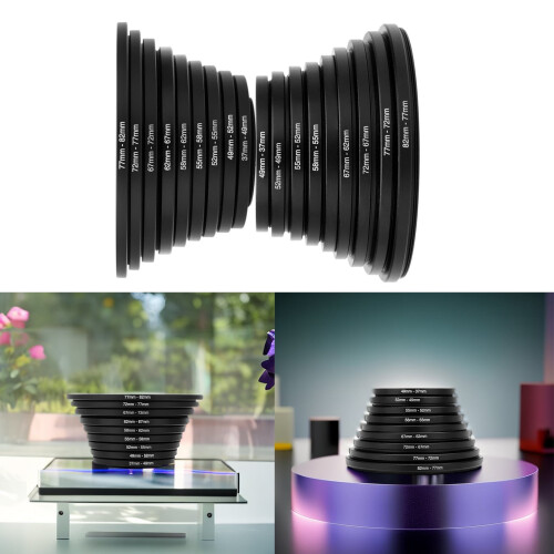 Camera Lens Filter Adapter Metal 18pcs 37-82mm 1