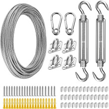 Kit de fixation pour voile d'ombrage en acier inoxydable (66 pièces)