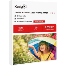 Papel fotográfico Koala, brilhante, dupla face, 8,5 x 11 polegadas, 100 unidades