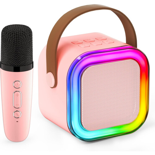 Mini karaoke machine with 2 wireless mics and Bluetooth