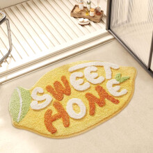 Alfombra de baño antideslizante y absorbente con forma de limón, 16x24 pulgadas.