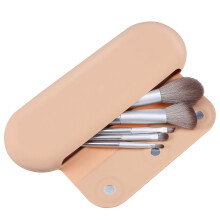 Étui à pinceaux de maquillage en silicone kaki avec fermeture magnétique