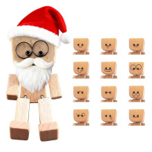 Wooden Shaking Man Figurine with 12 Magnetic Expressions