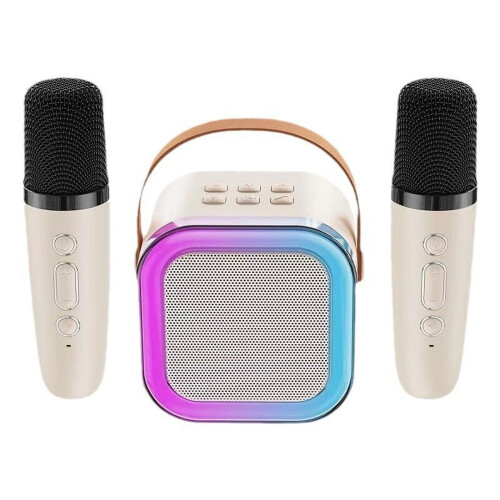 Mini karaoke machine with 2 wireless mics and Bluetooth