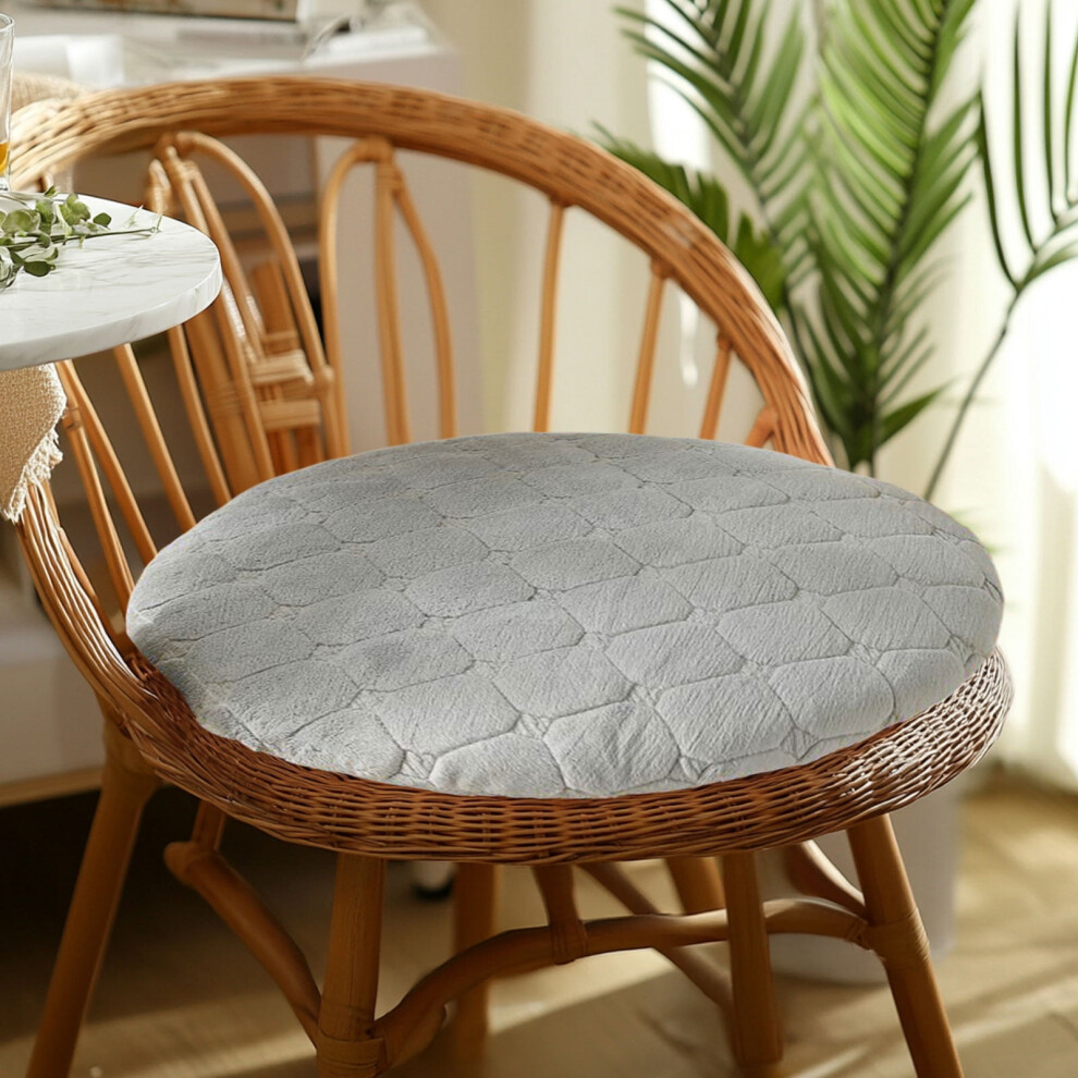 Round Plush Cushion 14X14 In For Chair Floor Tatami Gray 939152509591