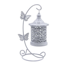 Lanterne papillon porte-bougie en métal blanc (1 pièce)