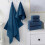 Ensemble de serviettes de bain en coton 4 pièces, bleu, gris, blanc, marron 1