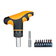 Ergonomic T Handle Ratchet Screwdriver Set Includes 1/4 Inch Ratcheting Bit Driver Simple to Operate for Multifunction Tasks