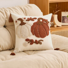 Housses de coussin d'automne, motif citrouille, fausse fourrure, 45 x 45 cm