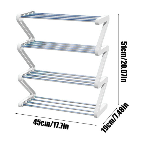 Z-Type Shoe Rack White Stainless Steel 4-Tier 1