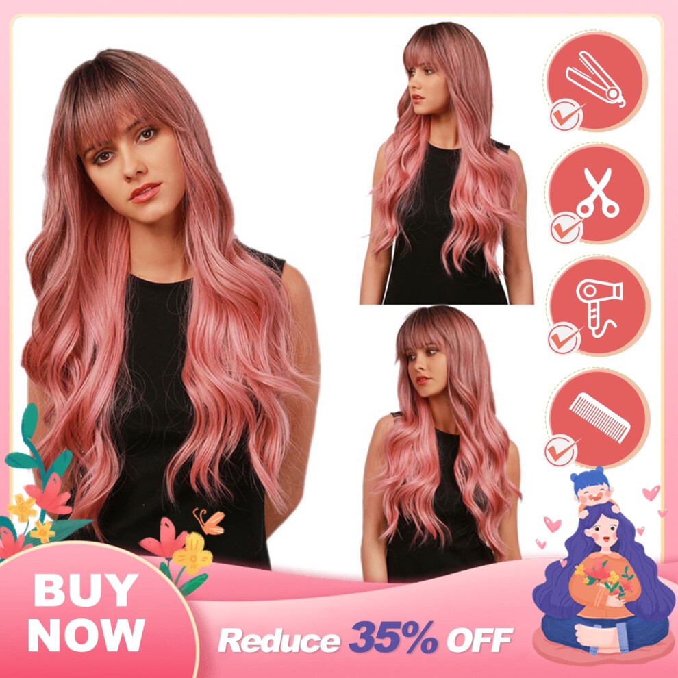Human Hair Wig for Women Black to Golden Gradient Straight