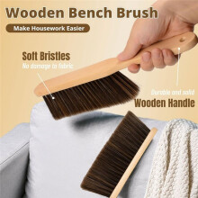 2 Pieces Wooden Bench Brushes Fireplace Brush Natural Fiber Bench Soft Bristles Long Wood Handle Dust for Hearth Tidy