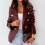 Damen-Kunstlederjacke, einfarbig, langärmelig, rot 2