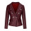Damen-Kunstlederjacke, einfarbig, langärmelig, rot 4