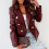 Damen-Kunstlederjacke, einfarbig, langärmelig, rot 7