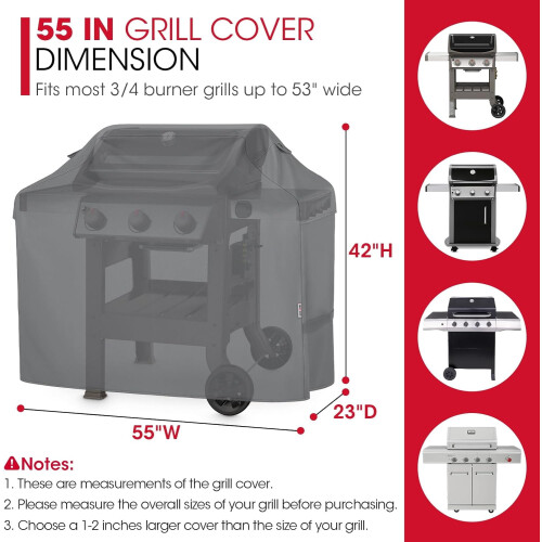 Housse de barbecue 55 pouces, robuste et imperméable, pour 3 à 4 brûleurs 1