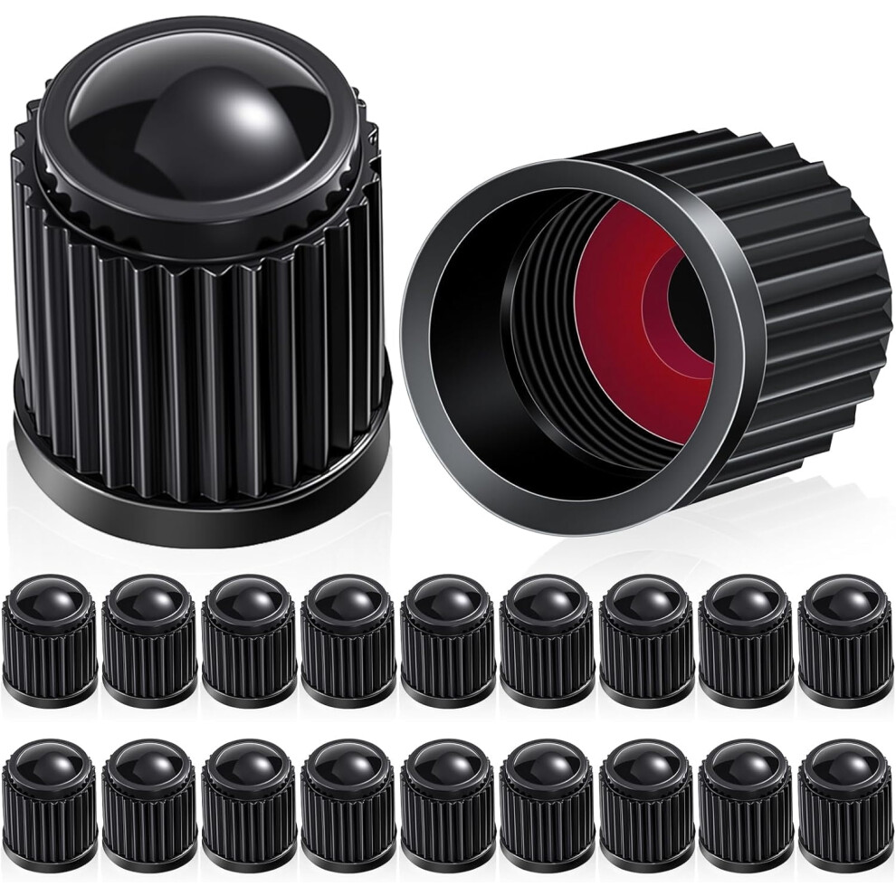 Tire Valve Stem Caps Plastic Universal 20 Pcs Black 975221084187