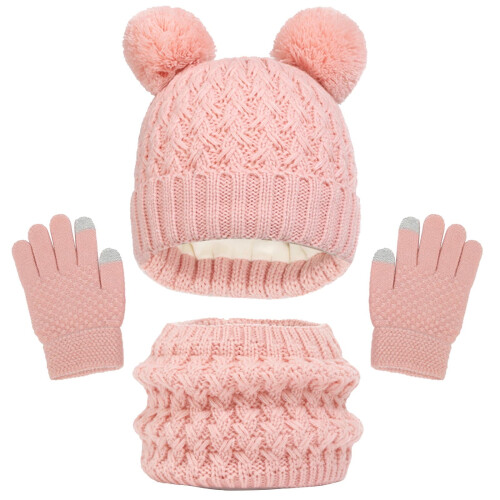 Winterset für Kinder: Mütze, Schal und Handschuhe, Rosa 1