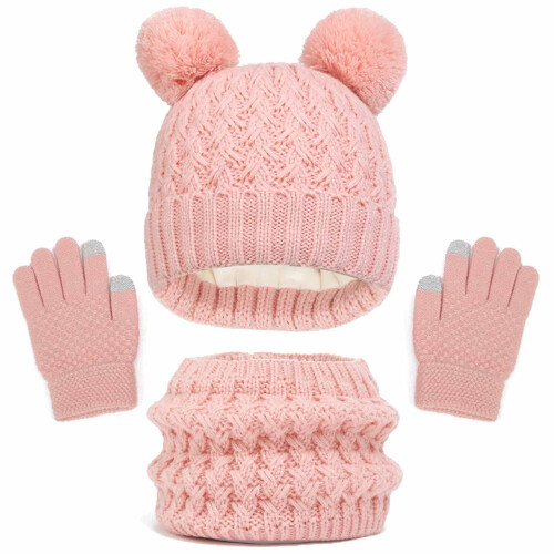 Winterset für Kinder: Mütze, Schal und Handschuhe, Rosa 2