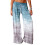 Γυναικείο Casual Ριχτό Παντελόνι Tie-Dye με Φαρδιά Μπλε 2