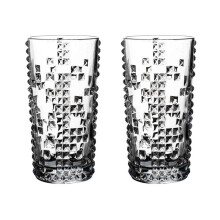 Verres à pied transparents sans plomb, motif diamant en relief (lot de 2)