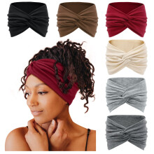 AUSALL Breite Damen-Turban-Stirnbänder, 7 Zoll, 6er-Pack