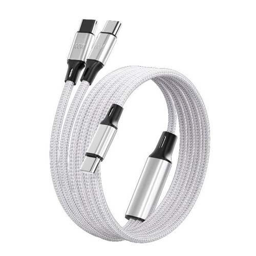 Cabo USB-C para USB-C com carregamento duplo 2 em 1