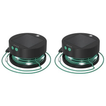 Solcelledrevet campinglys LED-kædelampe, 2-pak, sort