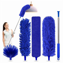 Plumeau avec manche télescopique bleu