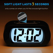Digital LCD-reisevåkerklokke med snooze og nattlys