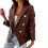 Damen-Kunstlederjacke, braun, langärmelig 4