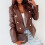 Damen-Kunstlederjacke, braun, langärmelig 6