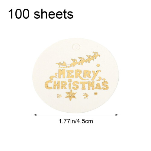 Christmas Gift Tags Round White 100 Pcs 2