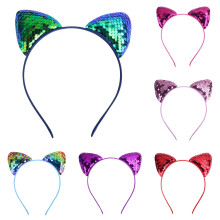 Glitterende kattenoortjes haarbanden met pailletten (6 stuks)