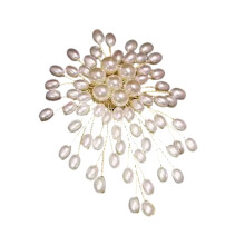 Broche artesanal de perlas de imitación para mujer, 1 unidad.