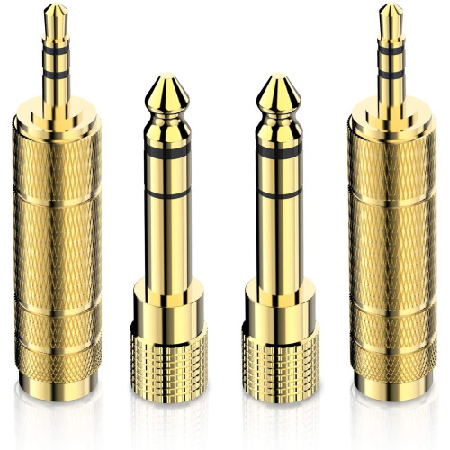 Στερεοφωνικός προσαρμογέας TRS 6,35mm σε 3,5mm, 4-pack επιχρυσωμένο