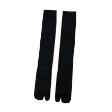Schwarze, atmungsaktive Tabi-Socken für Damen mit Zehenspalt bis zur Wade