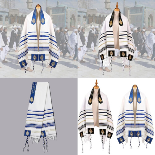 châle de cérémonie juif Tallit extra large 60 x 180 cm 1