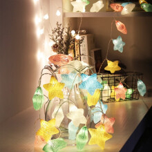 Guirlande lumineuse à étoiles multicolores, alimentée par piles, 20 LED