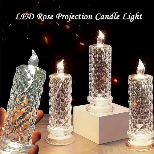LED crystal lights and rose shadow candles set 1