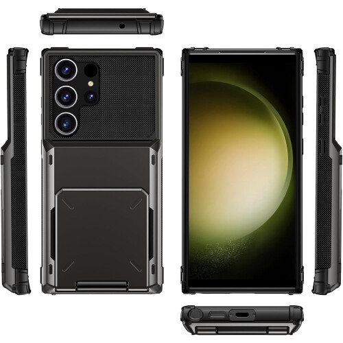 Galaxy S22Ultra plånboksfodral med vikbart grepp och kortfack 2