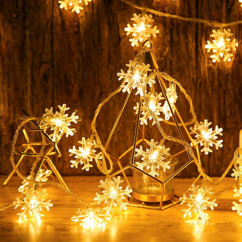 LED-Lichterkette mit Schneeflockenmotiv, USB-betrieben, 10 m 1